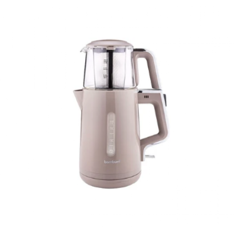 Bambum Cam Demlikli Çay Makinesi Bej B6048